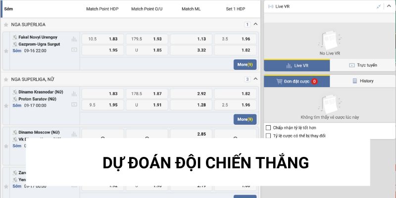 Dự đoán đội chiến thắng để cược