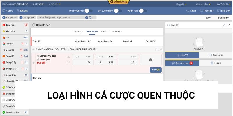 Loại hình cá cược quen thuộc trong thể thao