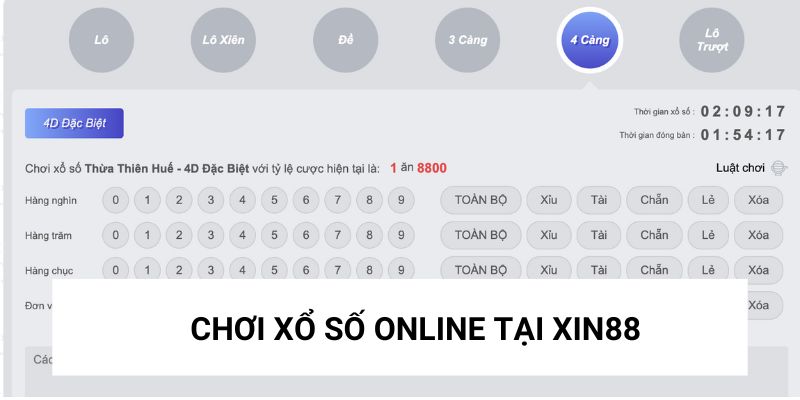 Chơi xổ số online tại XIN88