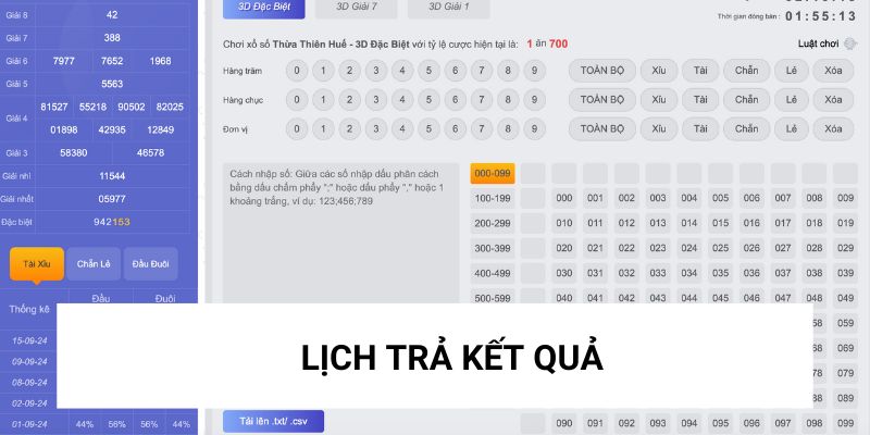 Theo dõi lịch trả kết quả xổ số